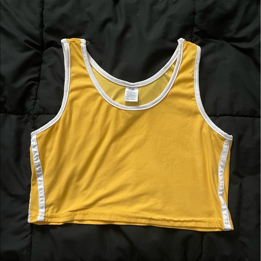 Yellow and White crop top